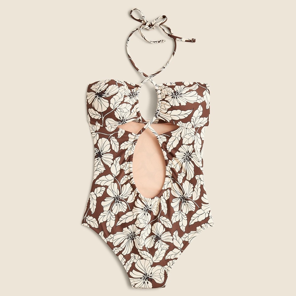 J. Crew Cutout halter one-piece swimsuit in floral - size 6 - NWT